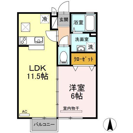 サンライズ(1LDK/1階)の間取り写真