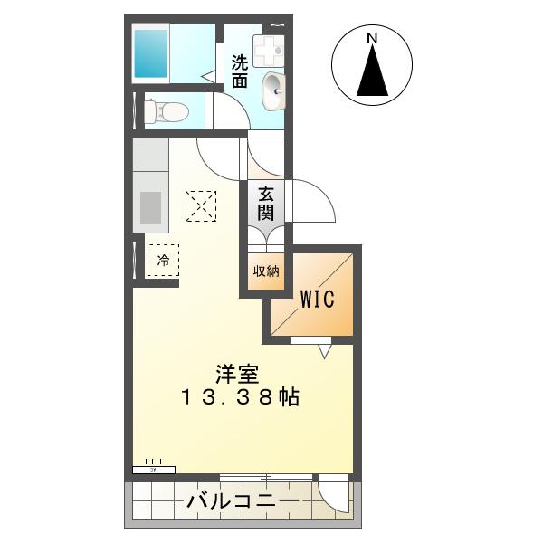 エレガンシア(ワンルーム/1階)の間取り写真