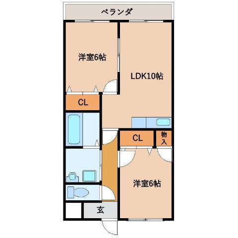 ブライトリーT(2LDK/1階)の間取り写真