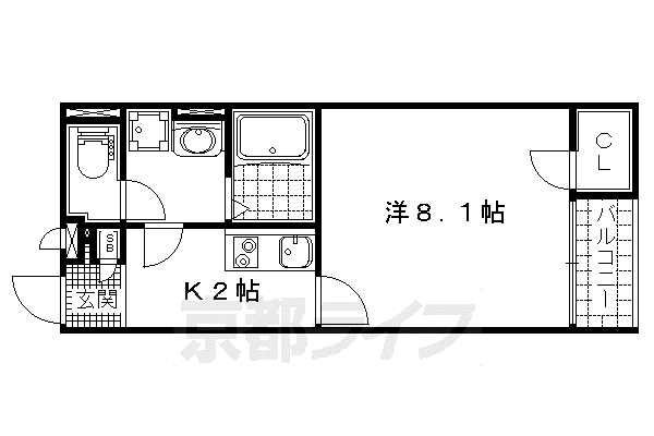 クレイノミューズII(1K/2階)の間取り写真