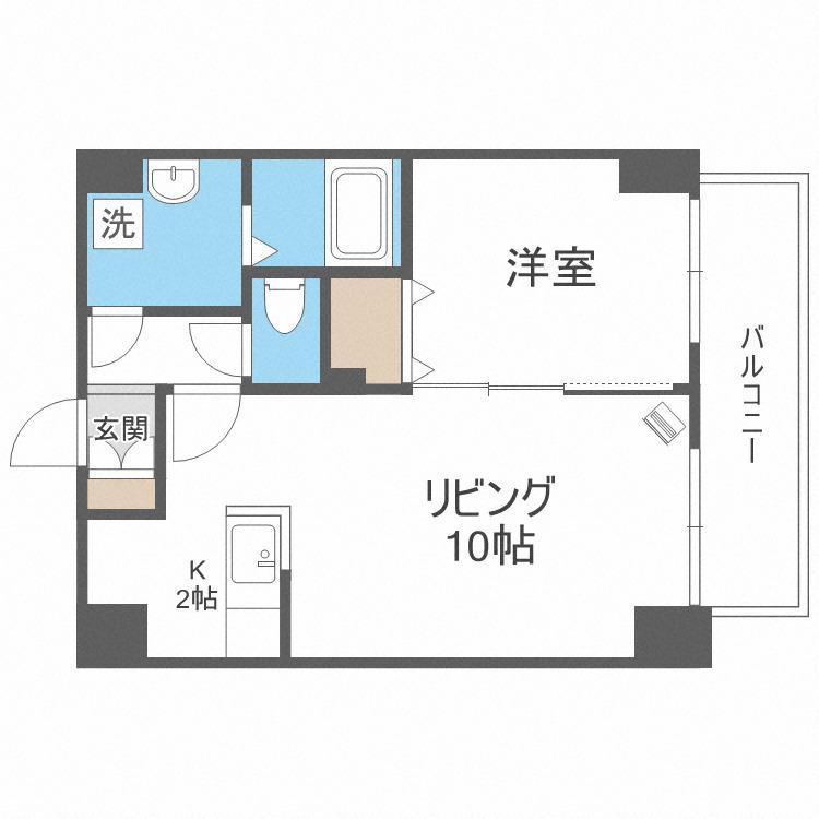 アヴェニュー近美前(1LDK/6階)の間取り写真