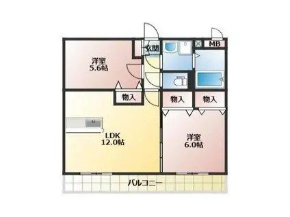 グランコート中郷II(2LDK/3階)の間取り写真