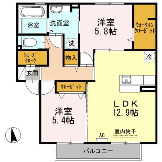 ルミエール(2LDK/2階)の間取り写真