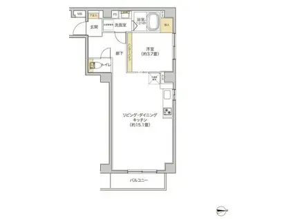 タイズ住吉(1LDK/2階)の間取り写真