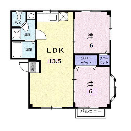 グリーンコーポ(2LDK/2階)の間取り写真