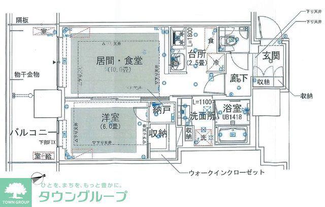 グランドシティタワー池袋(1LDK/6階)の間取り写真