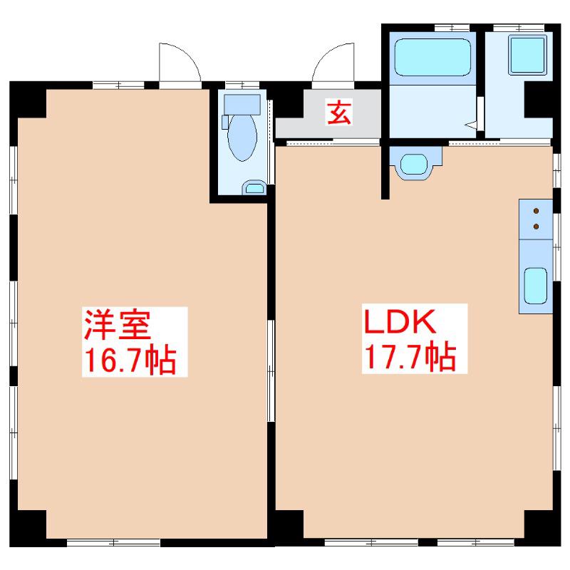 西村ビル(1LDK/2階)の間取り写真