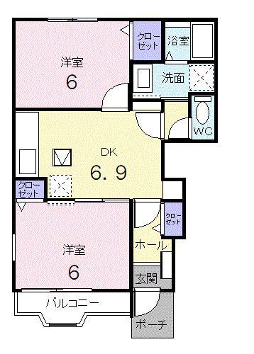 セレッソカミーノA(2DK/1階)の間取り写真