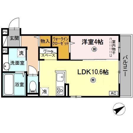 ティアレ(1LDK/3階)の間取り写真