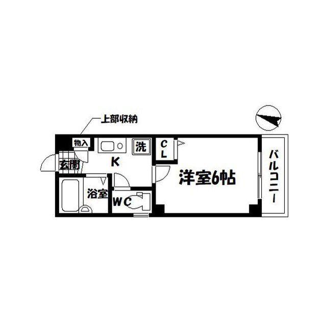 N・Kマンション(1K/2階)の間取り写真