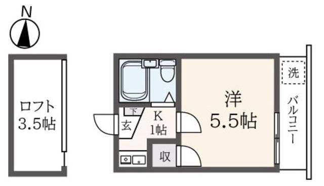 パストラーレ経堂(1K/2階)の間取り写真