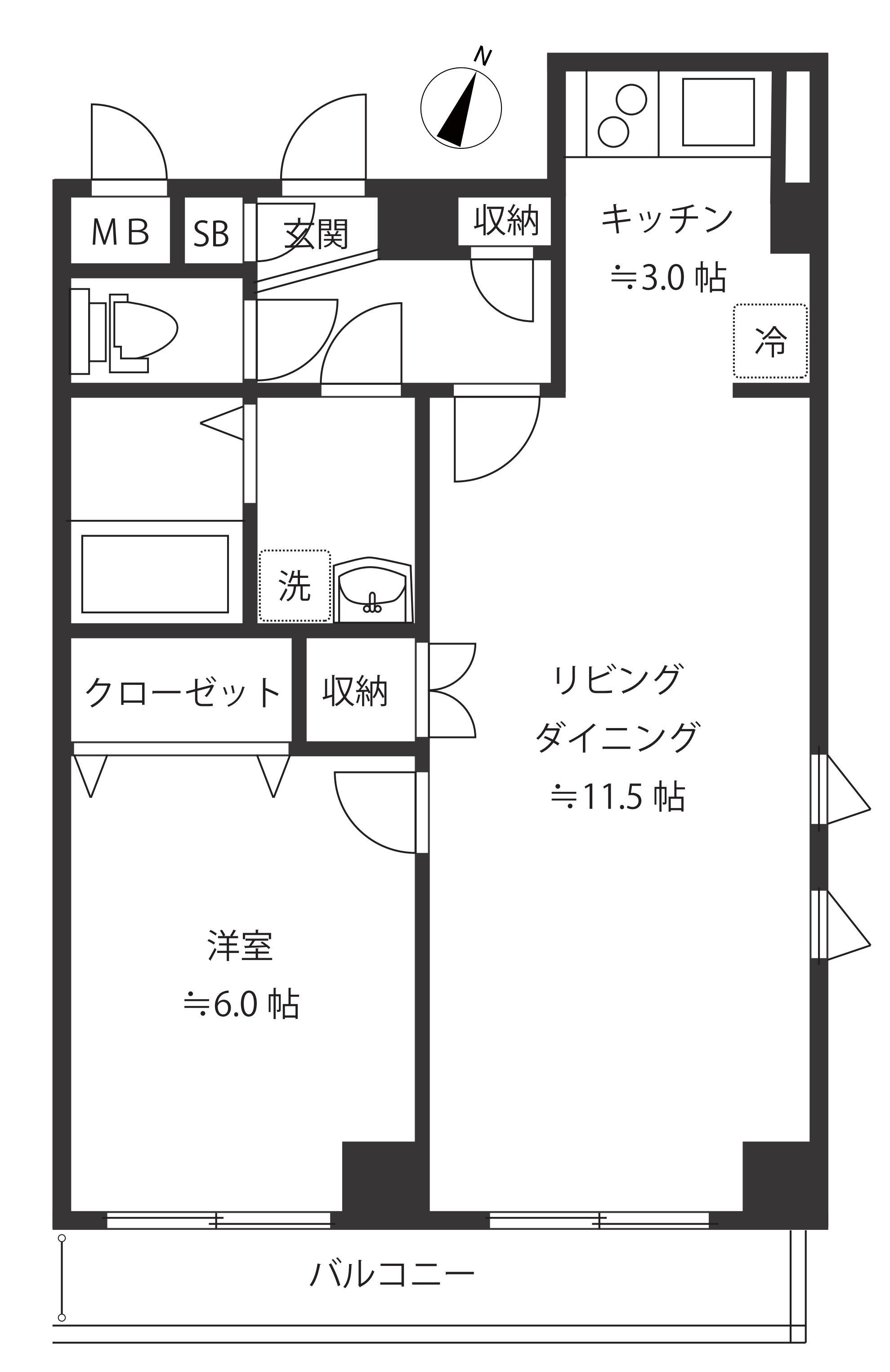 立花ビル(1LDK/3階)の間取り写真