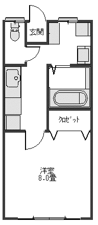 フェヴァリーF(1K/2階)の間取り写真