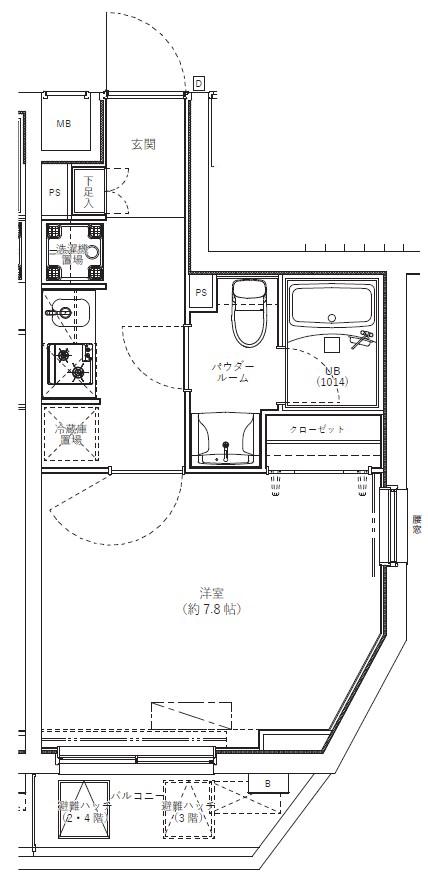 GENOVIA学芸大学(1K/3階)の間取り写真