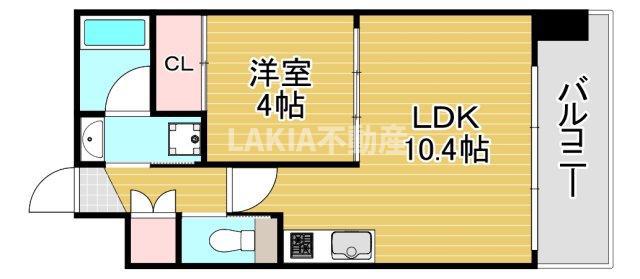プレジオ都島北通(1LDK/5階)の間取り写真