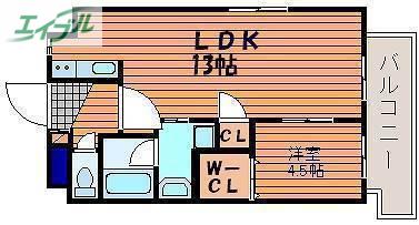 下中野S-1ビル(1LDK/4階)の間取り写真
