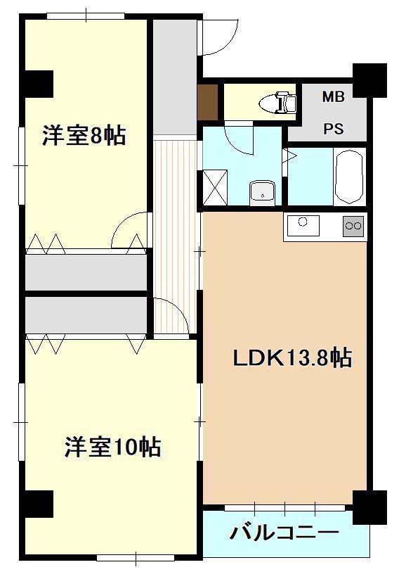 高志ハイツ(2LDK/4階)の間取り写真