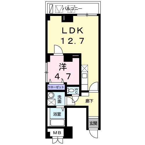 フレスクーラ神楽坂(1LDK/6階)の間取り写真