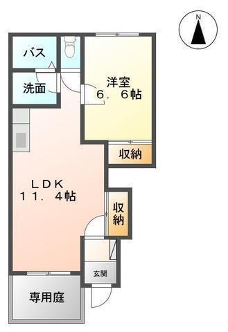 リバービュー(1LDK/1階)の間取り写真