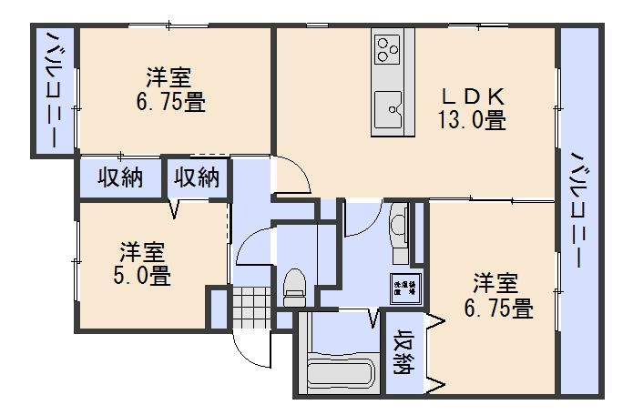 ヴァンベール(3LDK/2階)の間取り写真