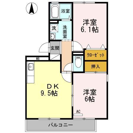 ロイヤルガーデン 雅 A(2DK/3階)の間取り写真