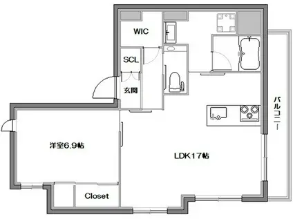 レジェンド(1LDK/4階)の間取り写真
