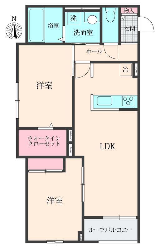 BELLE LEAD 大倉山(2LDK/2階)の間取り写真
