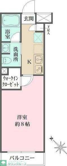ベルフェリーク西小山(1K/2階)の間取り写真
