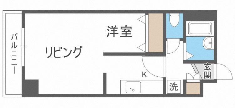 AMS東札幌24(1LDK/6階)の間取り写真