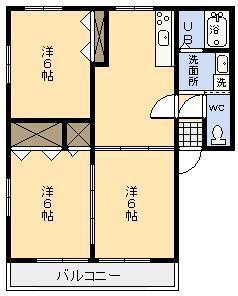 レトアKEI A棟(2LDK/2階)の間取り写真