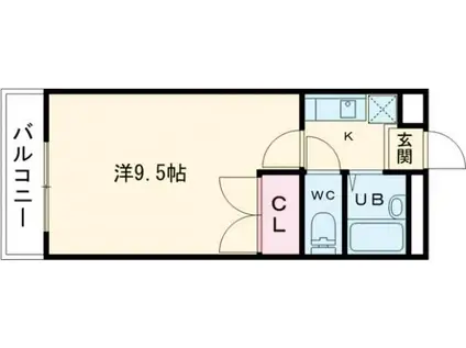 北長尾倶楽部(1K/3階)の間取り写真