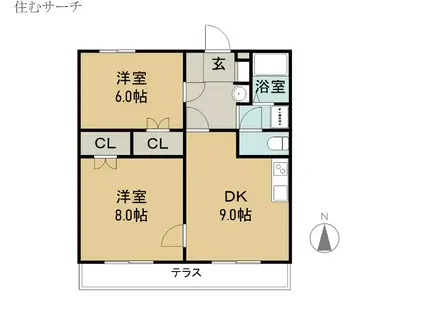 レジデンス(2DK/2階)の間取り写真