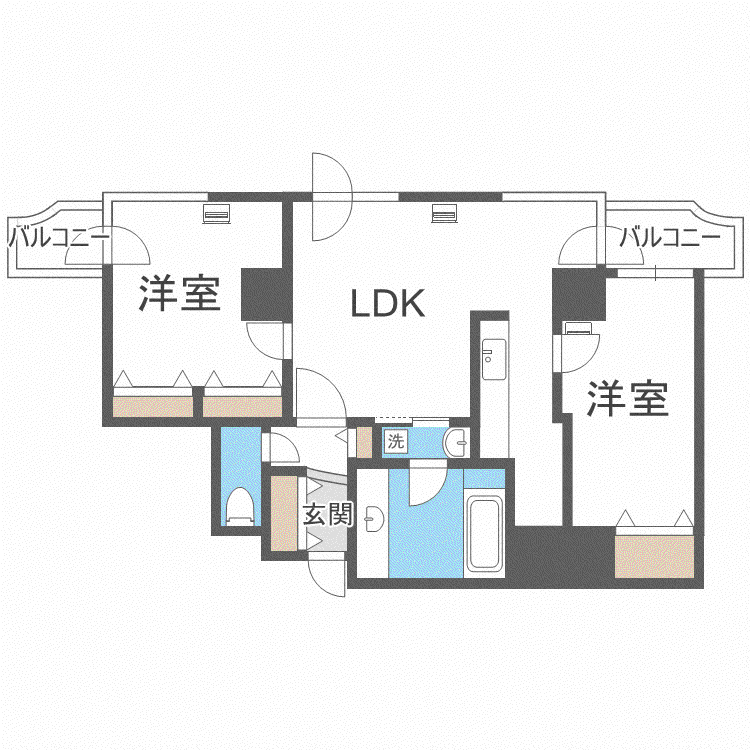 ビッグパレス西線ウエスト(2LDK/9階)の間取り写真