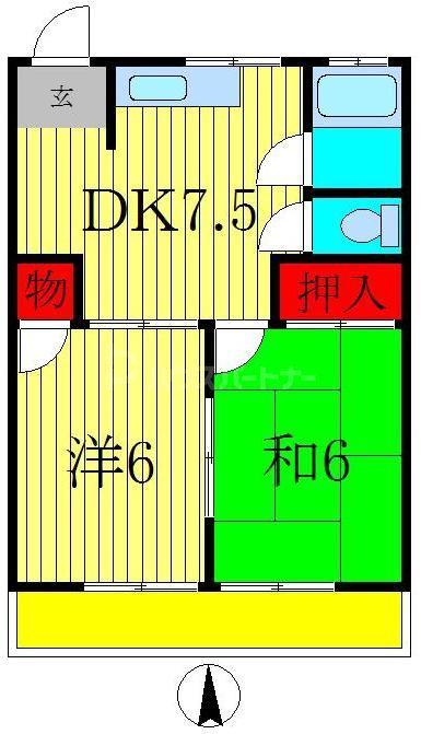 コーポ戸部(2DK/2階)の間取り写真