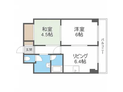 ロジェ・ピュヰソン(2DK/2階)の間取り写真