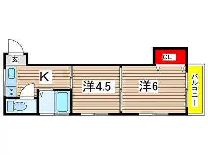 第二サトウハイツ(2K/2階)の間取り写真