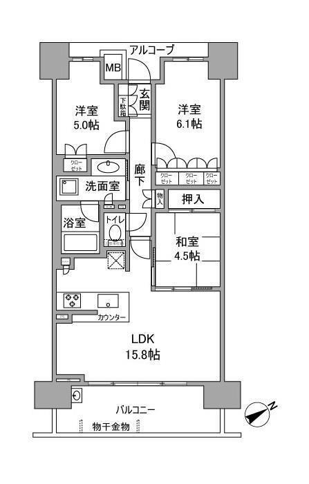 パークホームズ神戸ザ・レジデンス(3LDK/12階)の間取り写真