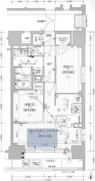 プレサンス ロジェ 丸の内 CENTRAL CASA(2LDK/4階)の間取り写真