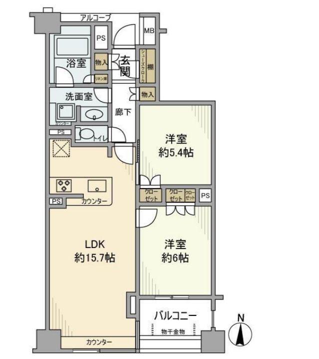 BELISTA住吉(2LDK/2階)の間取り写真