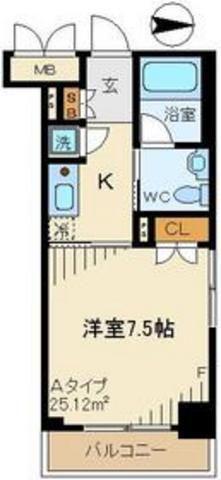 グランハイツ錦糸町(1K/10階)の間取り写真
