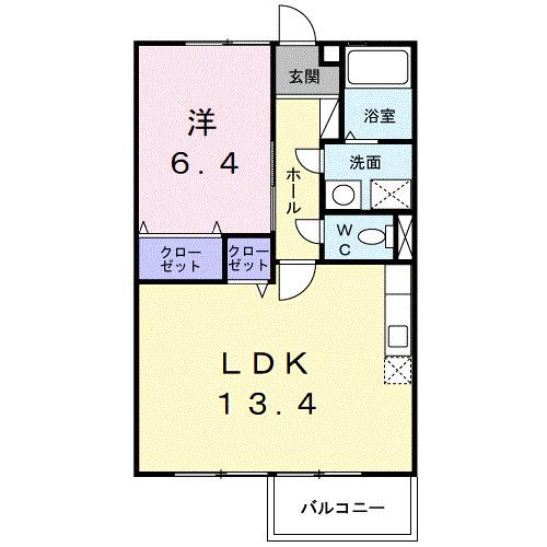 P&FタキナA(1LDK/2階)の間取り写真