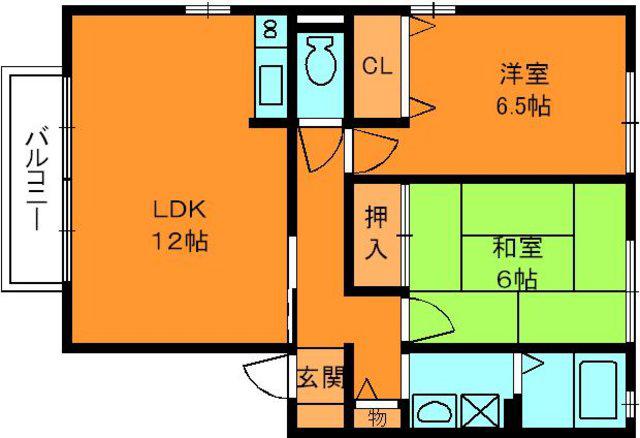 ラフィーネ結崎B棟(2LDK/1階)の間取り写真