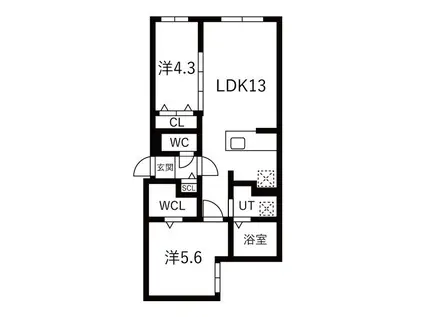 エル・コモド栄通(2LDK/1階)の間取り写真