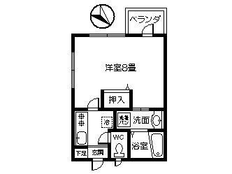 ティダ荒田(1K/3階)の間取り写真