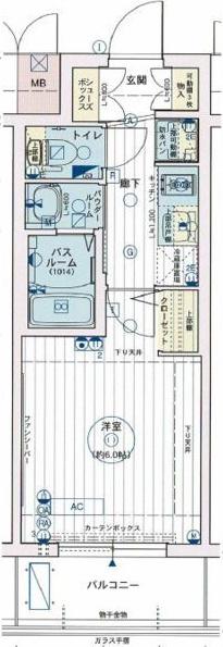エステムコート名古屋金山ミッドクロス(1K/6階)の間取り写真