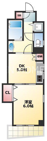 RE-SOUL清水谷(1K/5階)の間取り写真
