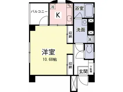 ハルモニー調布(1K/2階)の間取り写真