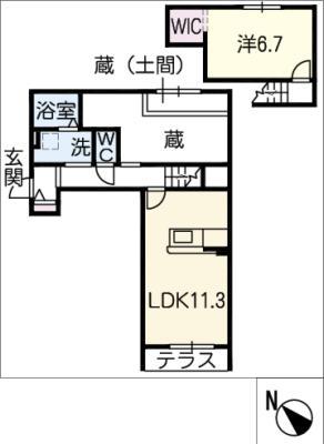 アンソレイエ蘭(1LDK/1階)の間取り写真
