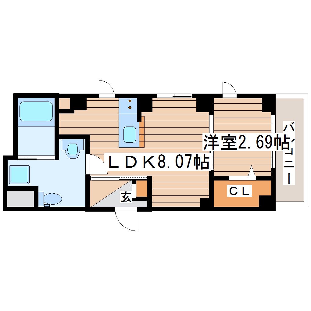 ラシーネ錦町(1LDK/3階)の間取り写真