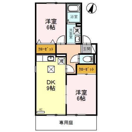コンフォール美喜1 野洲市野洲(2LDK/2階)の間取り写真